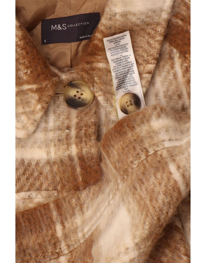 Marks & Spencer Damen-Utility-Jacke, Größe S, braun, kariert, Polyester