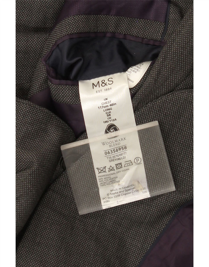 Marks & Spencer Herren-Blazer mit 2 Knöpfen, UK 46, XL, graue Wolle