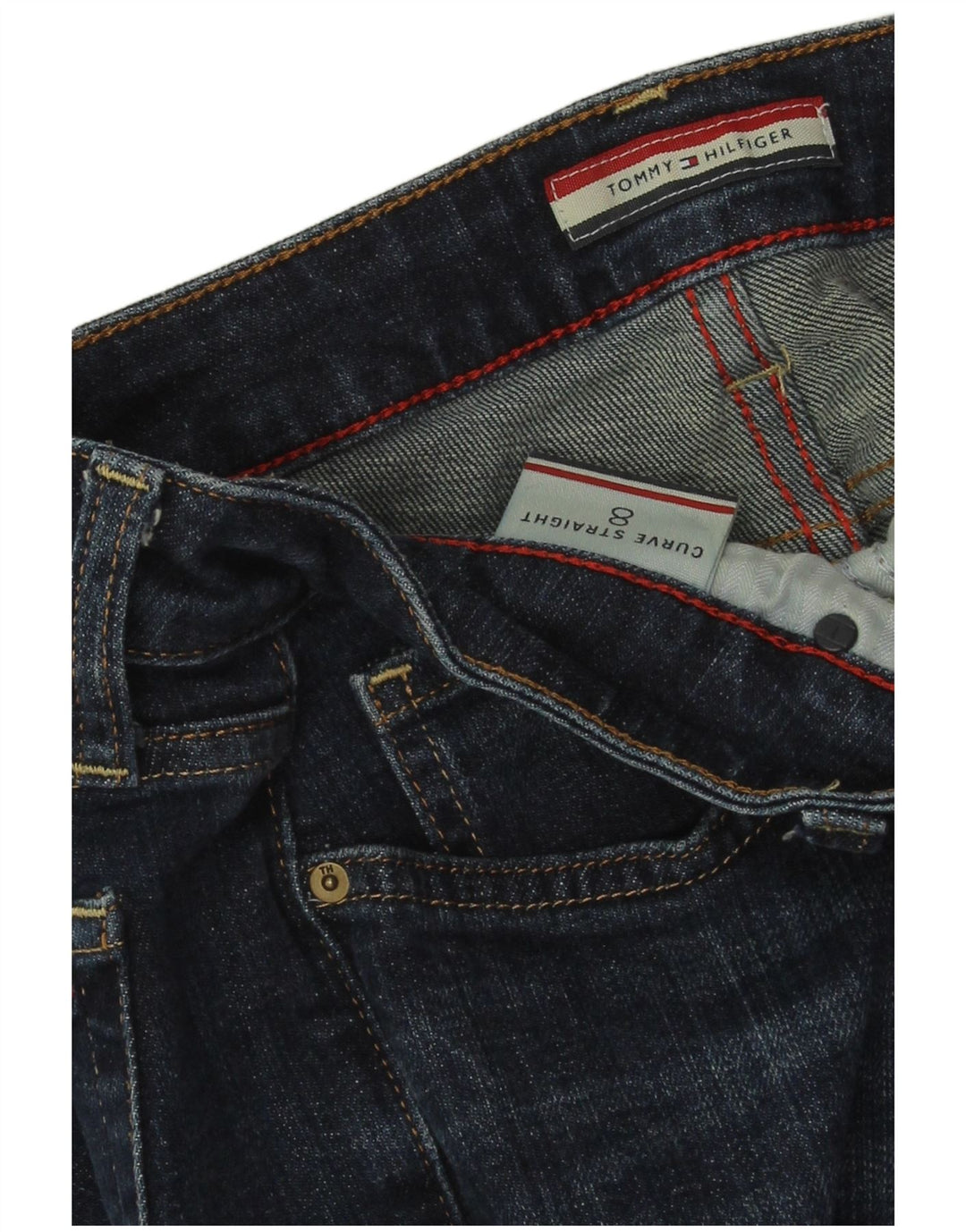 Tommy Hilfiger Damen Curve Straight Jeans US 8 Medium W30 L33 Blau