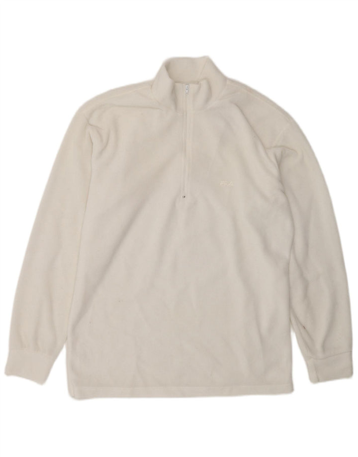 Fila Herren-Fleecepullover mit Reißverschluss, IT 48, mittelweißes Polyester