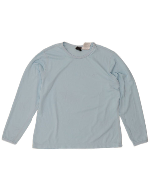 NIKE Damen Dri Fit Top Langarm US 12/14 Large Blau Polyester
