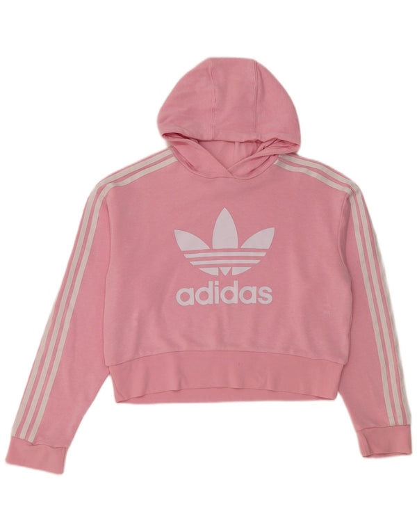 Adidas Mädchen Crop Graphic Hoodie Pullover 13–14 Jahre rosa Baumwolle