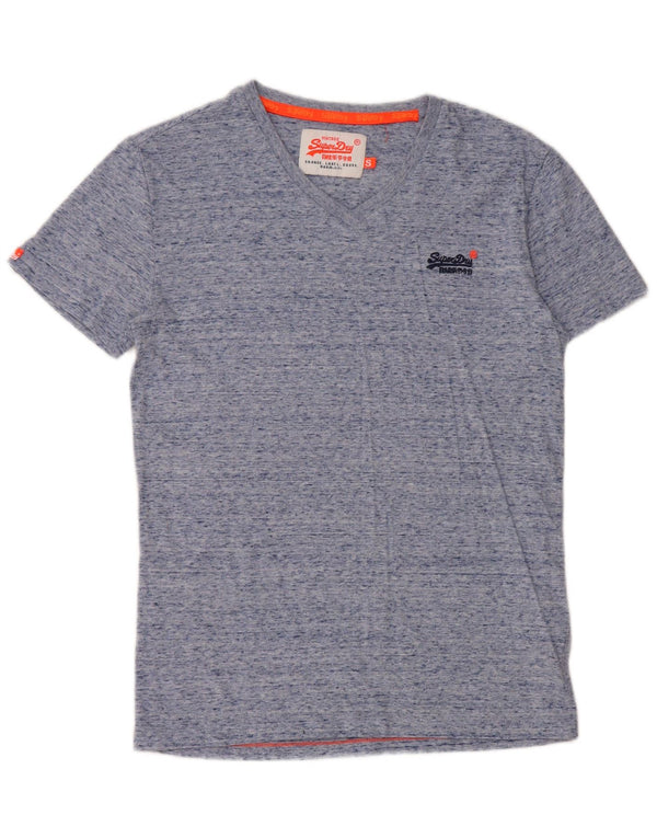 Superdry Herren-T-Shirt-Oberteil, klein, blau gefleckte Baumwolle