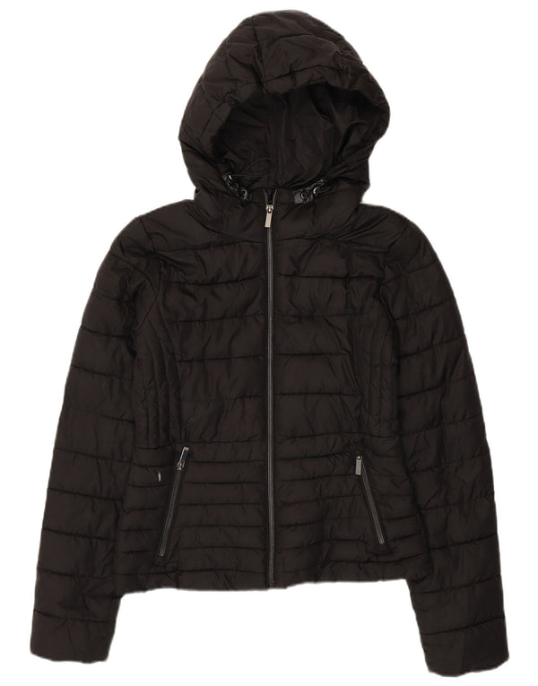 Zara Damen-Kapuzenjacke, wattiert, Gr. 10, Größe S, Schwarz, Polyester