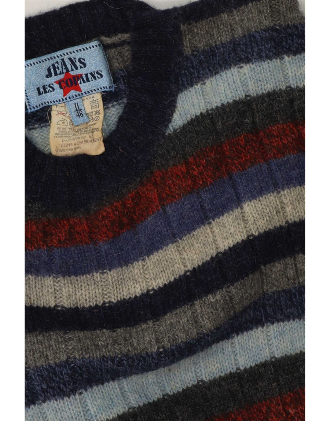 Les Copains Herren-Pullover mit Rundhalsausschnitt, Größe 46, klein, mehrfarbig, gestreift