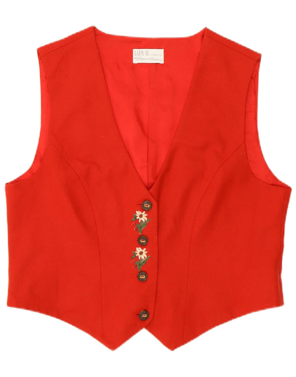 PETER HAHN Damen Crop Weste UK 20 2XL Rot geblümte Schurwolle