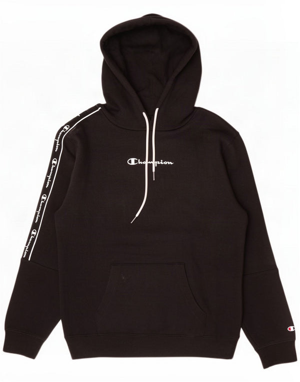 Champion Mens Graphic Hoodie Jumper Small Black Cotton Sports