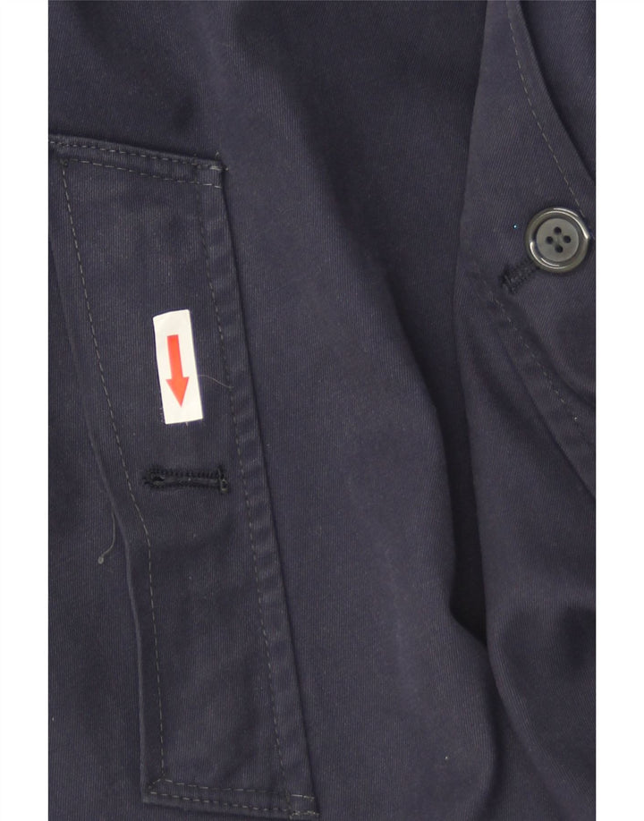 Vintage Herren Mantel IT 52 XL Marineblau Polyester