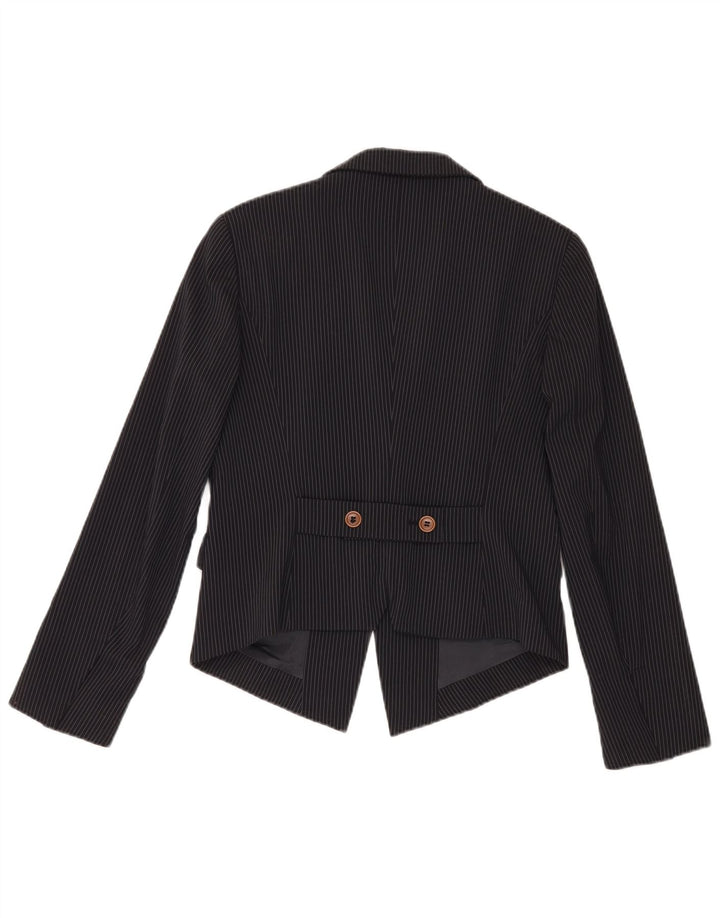 Max & Co. Damen-Blazerjacke mit 2 Knöpfen, Gr. 14, Größe L, Schwarz, Nadelstreifen