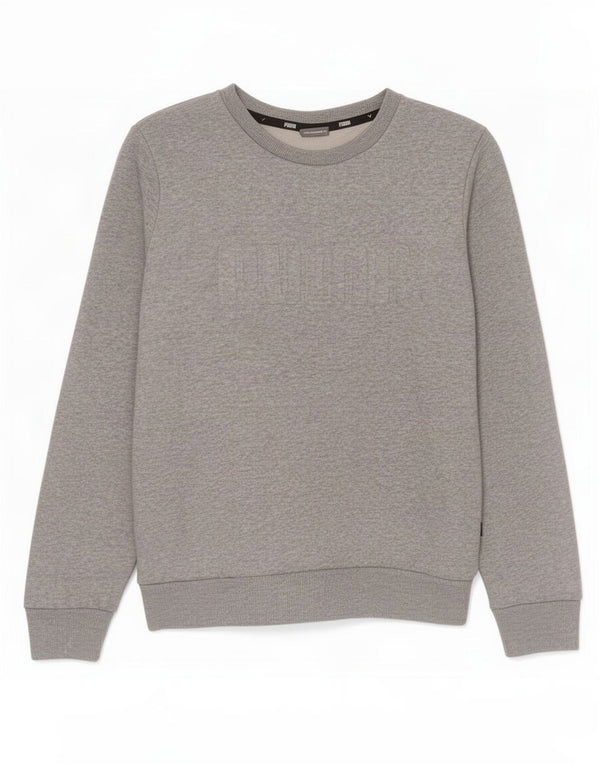 Puma Womens Graphic Sweatshirt Pullover UK 14 Mittelgrau gefleckte Baumwolle