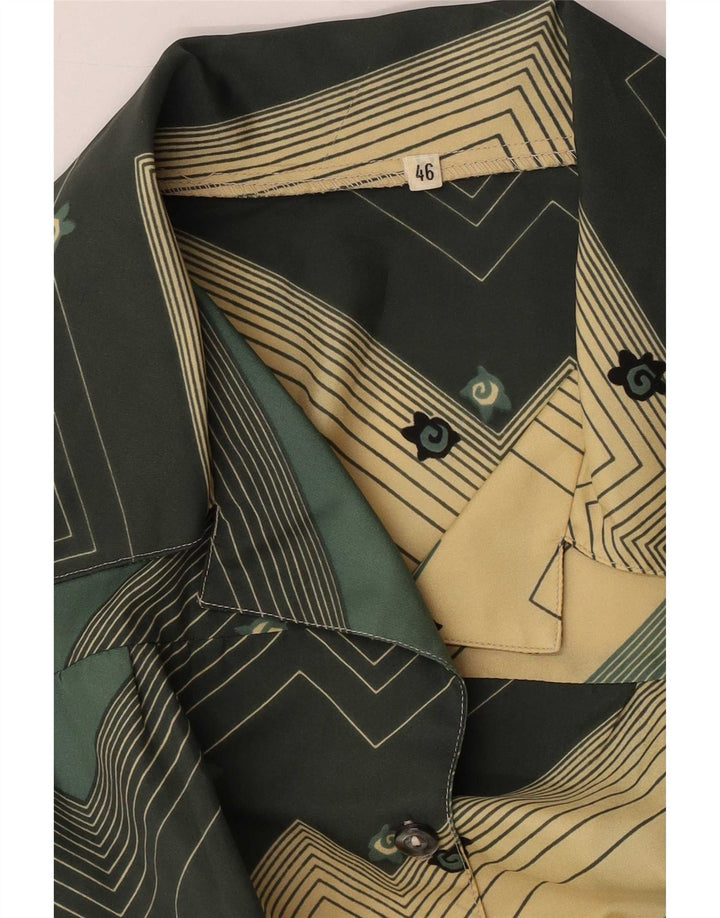 Vintage Damen Hemdbluse IT 46 Groß Grün Geometrisch