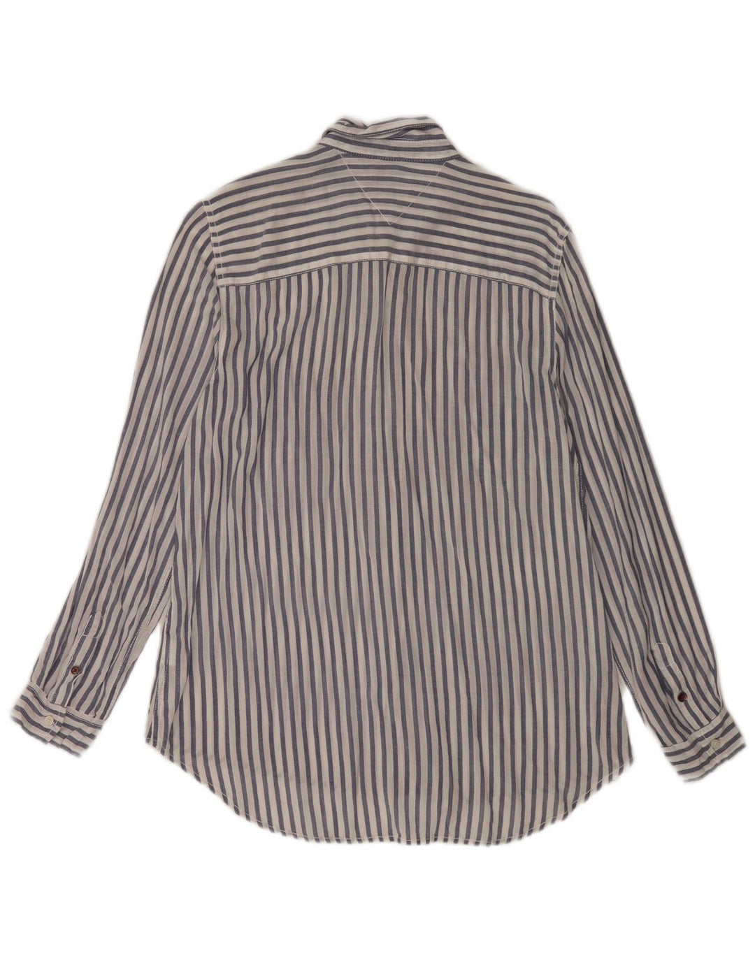 Tommy Hilfiger Damen-Hemd UK 14 Mittelweiße Nadelstreifen-Viskose