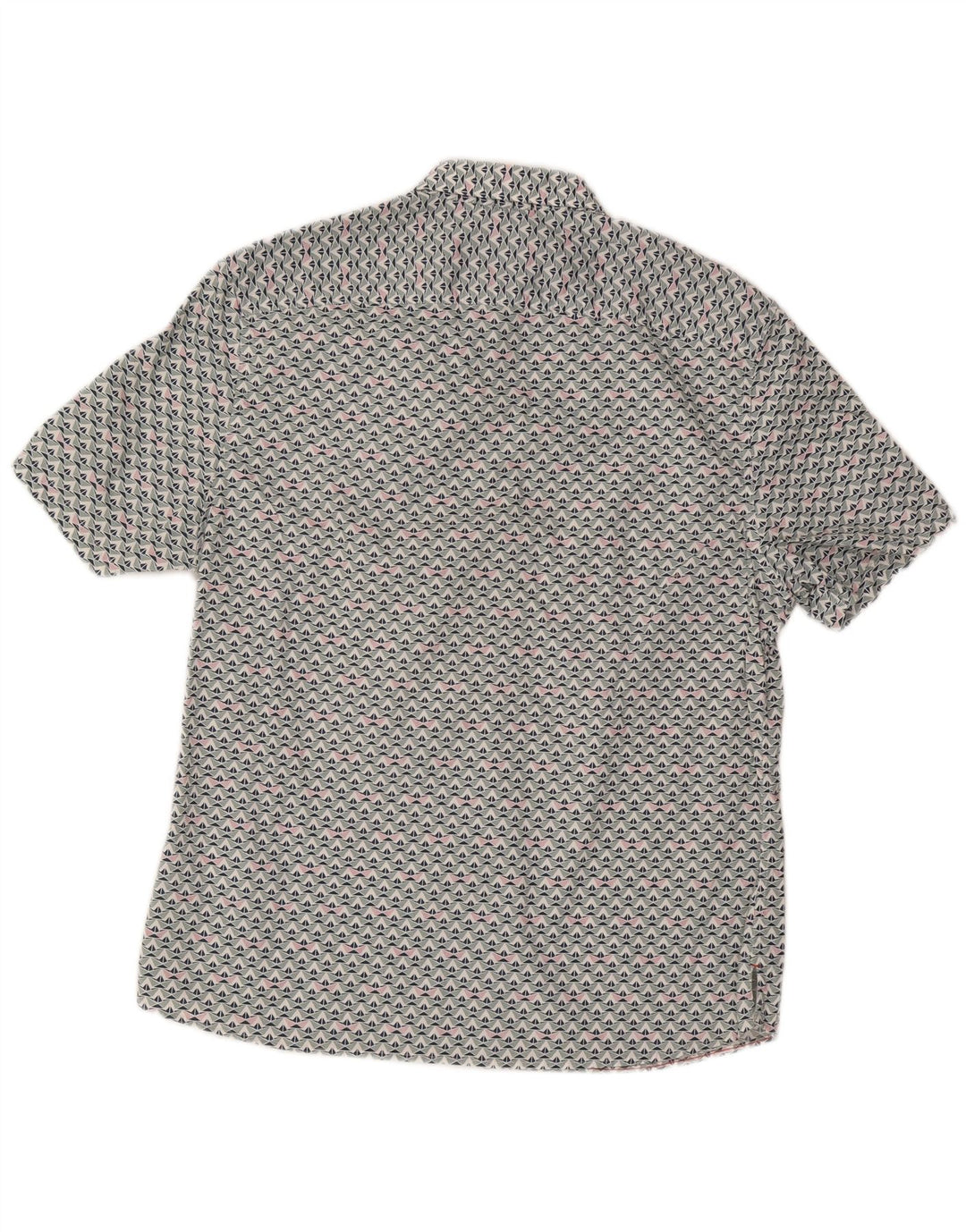 White Stuff Herren Tailored Fit Kurzarmhemd XL Blaue geometrische Baumwolle