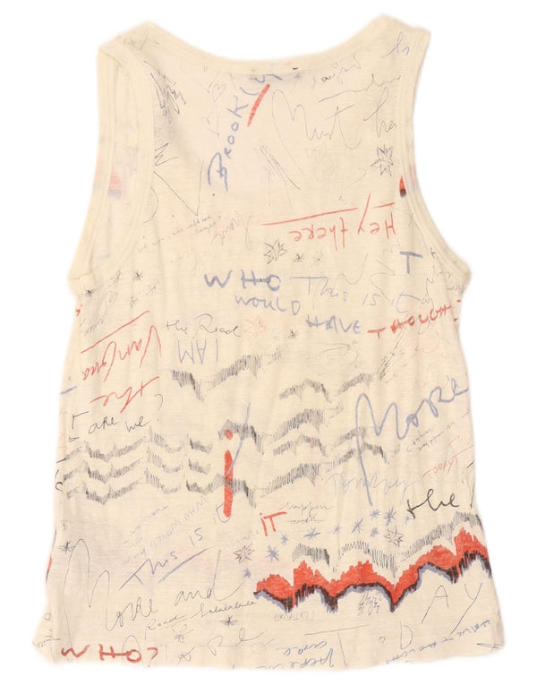 ZARA Damen Grafik-Weste-Top UK 14 Medium Off White Linen