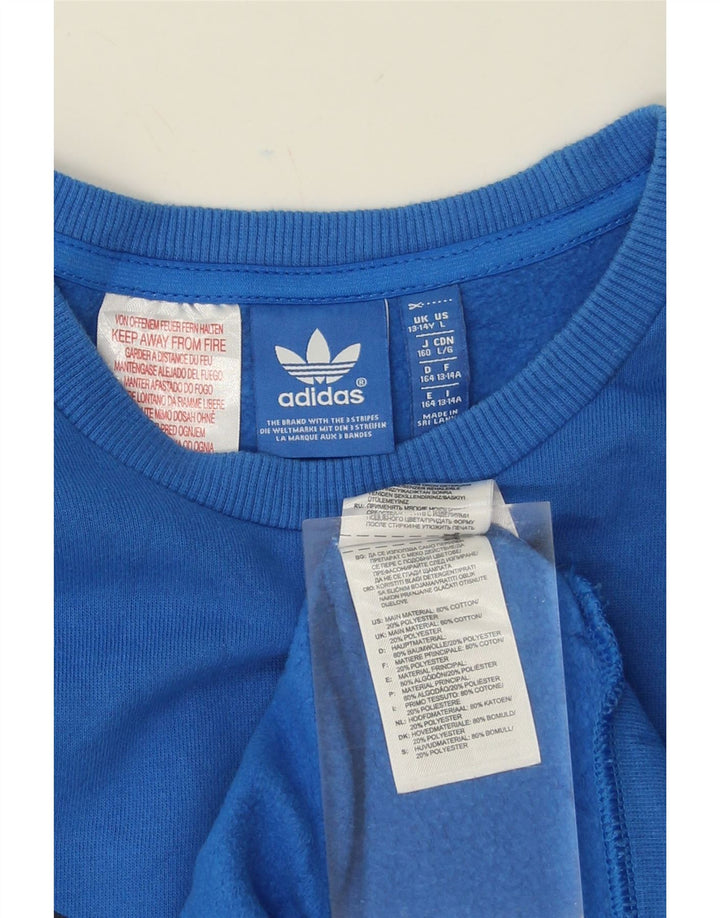 ADIDAS Boys Graphic Sweatshirt Jumper 13-14 Years Blue Cotton