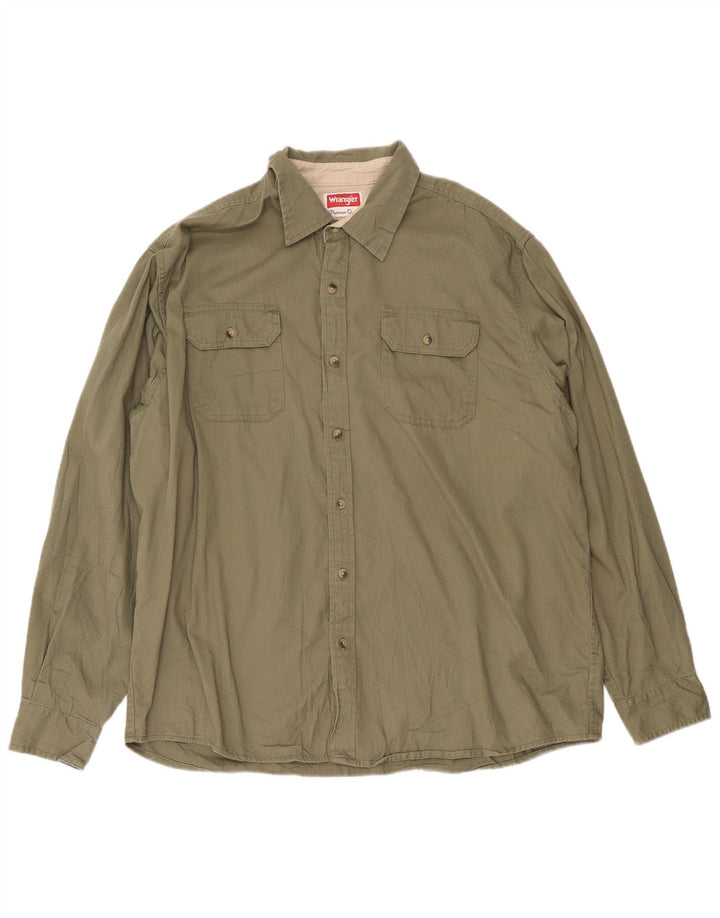 Wrangler Herrenhemd XL Khaki Baumwolle