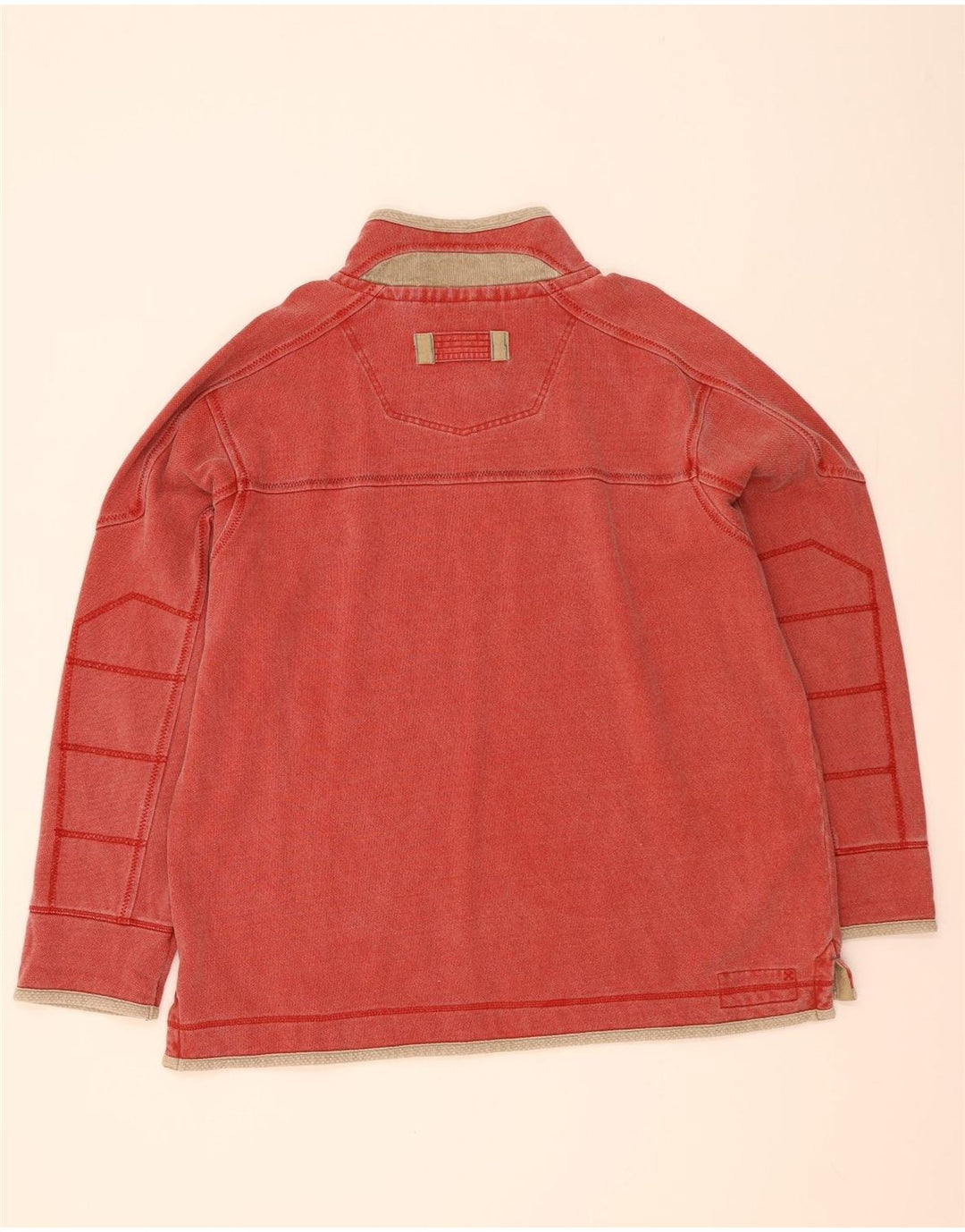 Fat Face Herren-Sweatshirt mit Reißverschluss am Hals, 2XL, rote Baumwolle