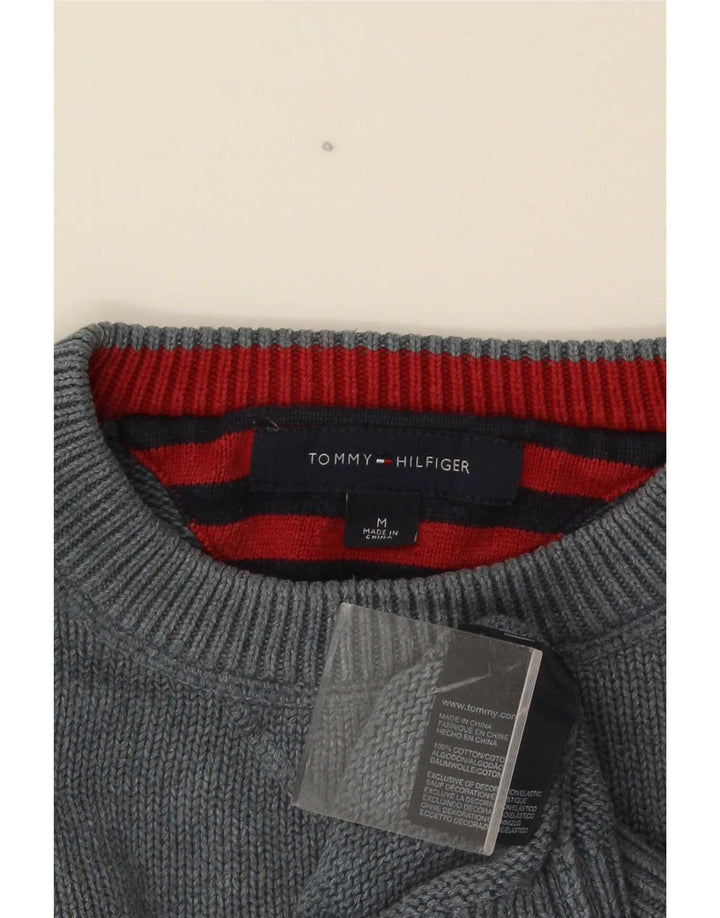 Tommy Hilfiger Herren-Pullover mit Rundhalsausschnitt, mittelgraue Baumwolle