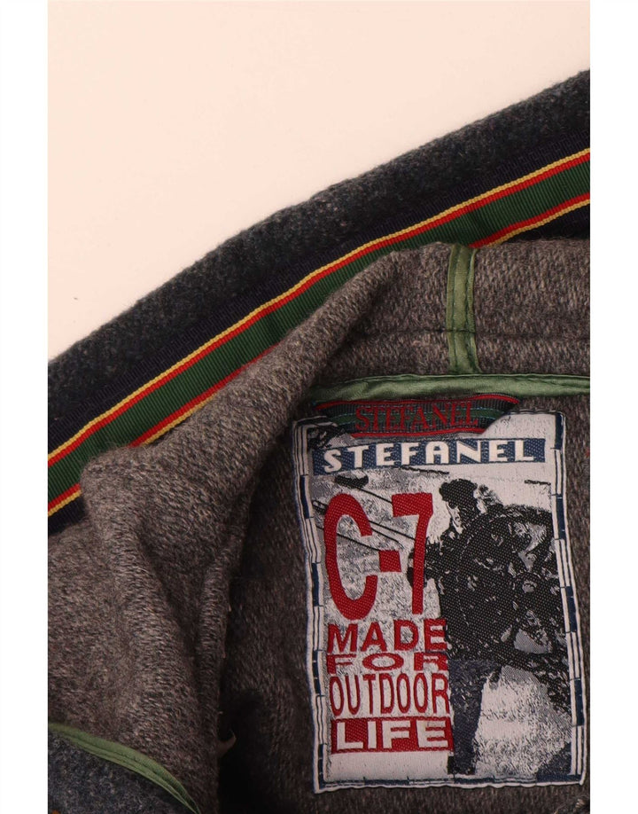 Stefanel Herren-Dufflecoat mit Kapuze, UK 38, mittelblaue Wolle