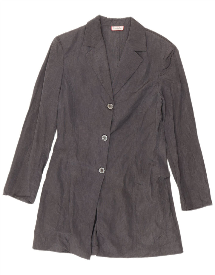 Max & Co. Damen Longline 3-Knopf-Blazerjacke UK 12 Mittelgraues Leinen