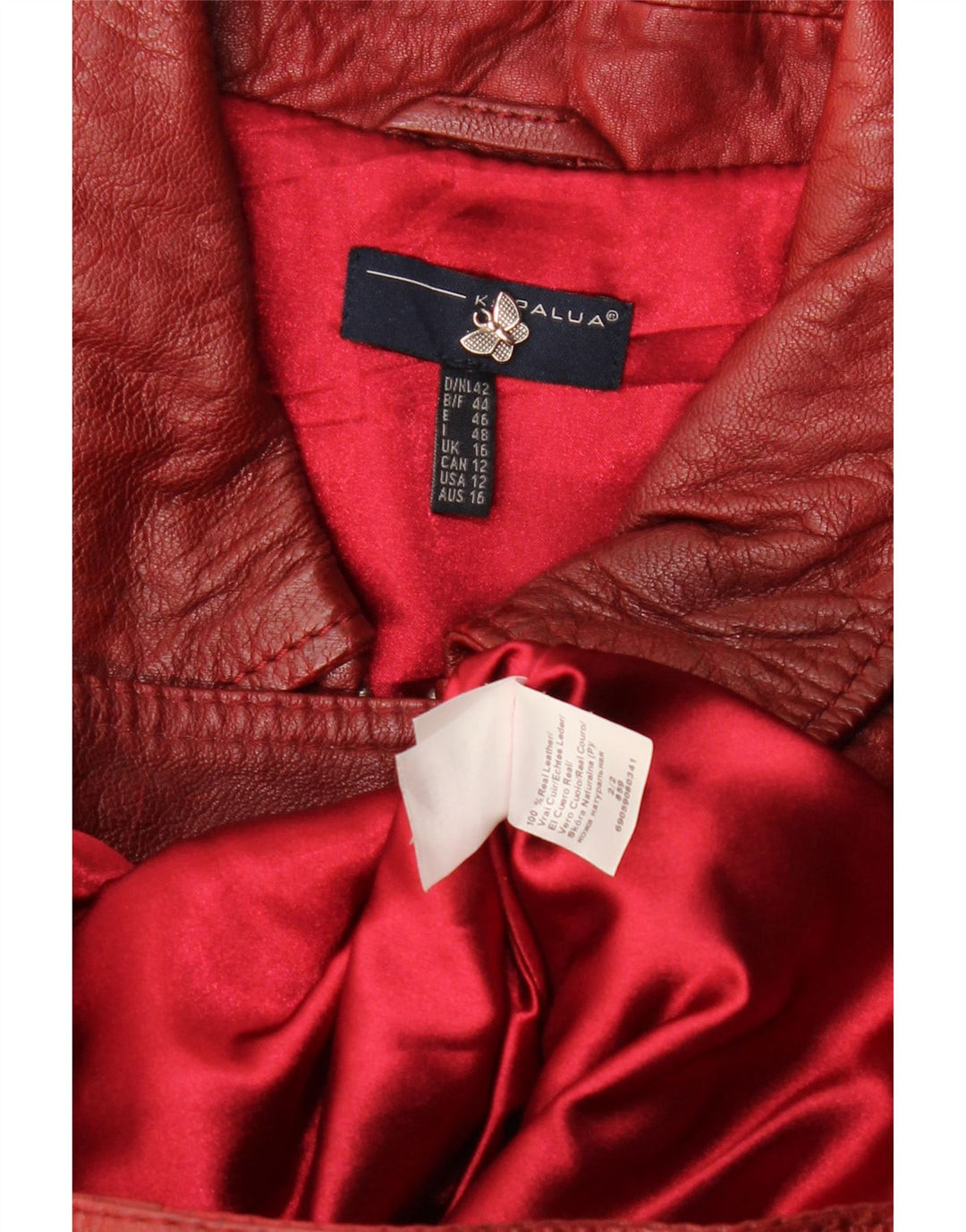 Kapalua Damen Lederjacke UK 16 Großes burgunderrotes Leder