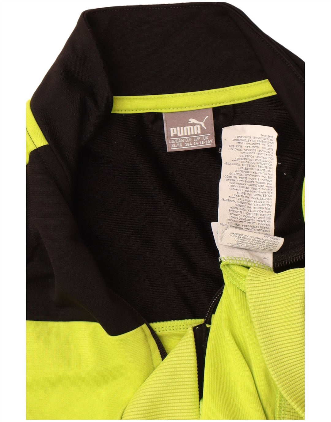 Puma Jungen-Trainingsanzug-Top-Jacke, 13–14 Jahre, gelbes Farbblock-Polyester