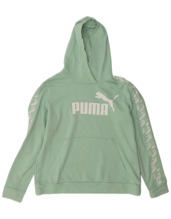 Puma Damen Graphic Hoodie Pullover UK 18 XL Grüne Baumwolle