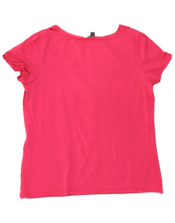 Tommy Hilfiger Damen Grafik-T-Shirt-Oberteil UK 14 Large Pink Geometrisch
