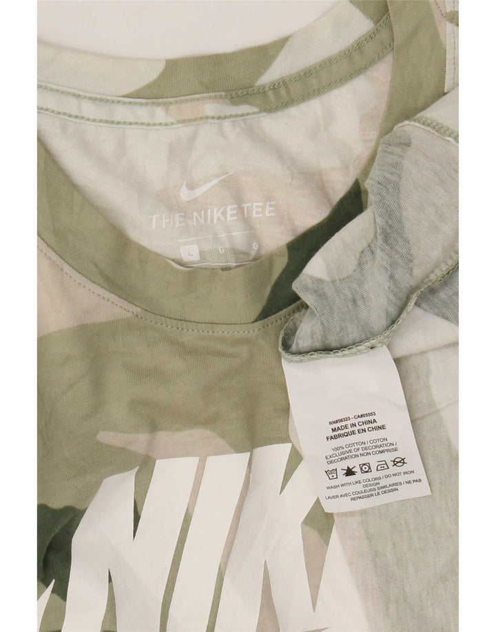 Nike Herren Grafik-Oberteil, langärmelig, groß, Khaki, Camouflage, Baumwolle