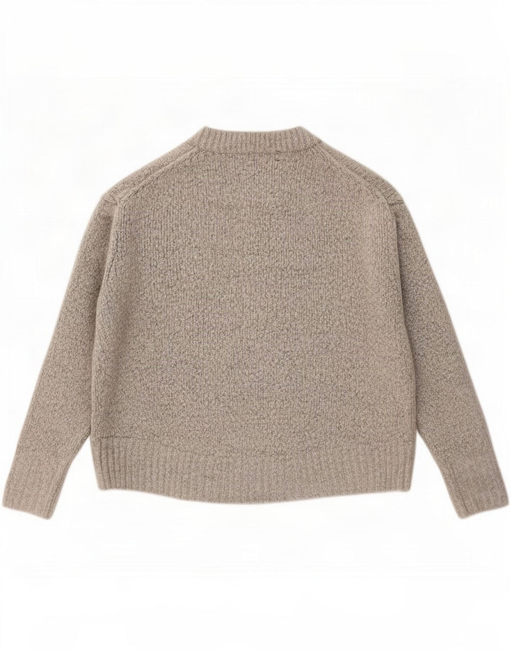 Zara Damen-Pullover, übergroß, Rundhalsausschnitt, Gr. 10, Größe S, Grau meliert
