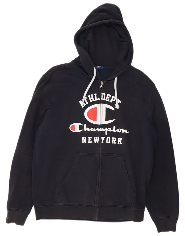 Champion Herren-Kapuzenpullover mit grafischem Reißverschluss, groß, marineblau, Baumwolle