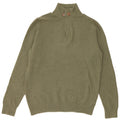 Massimo Dutti Herren-Pullover mit Reißverschluss am Hals, mittelgrüne Wolle