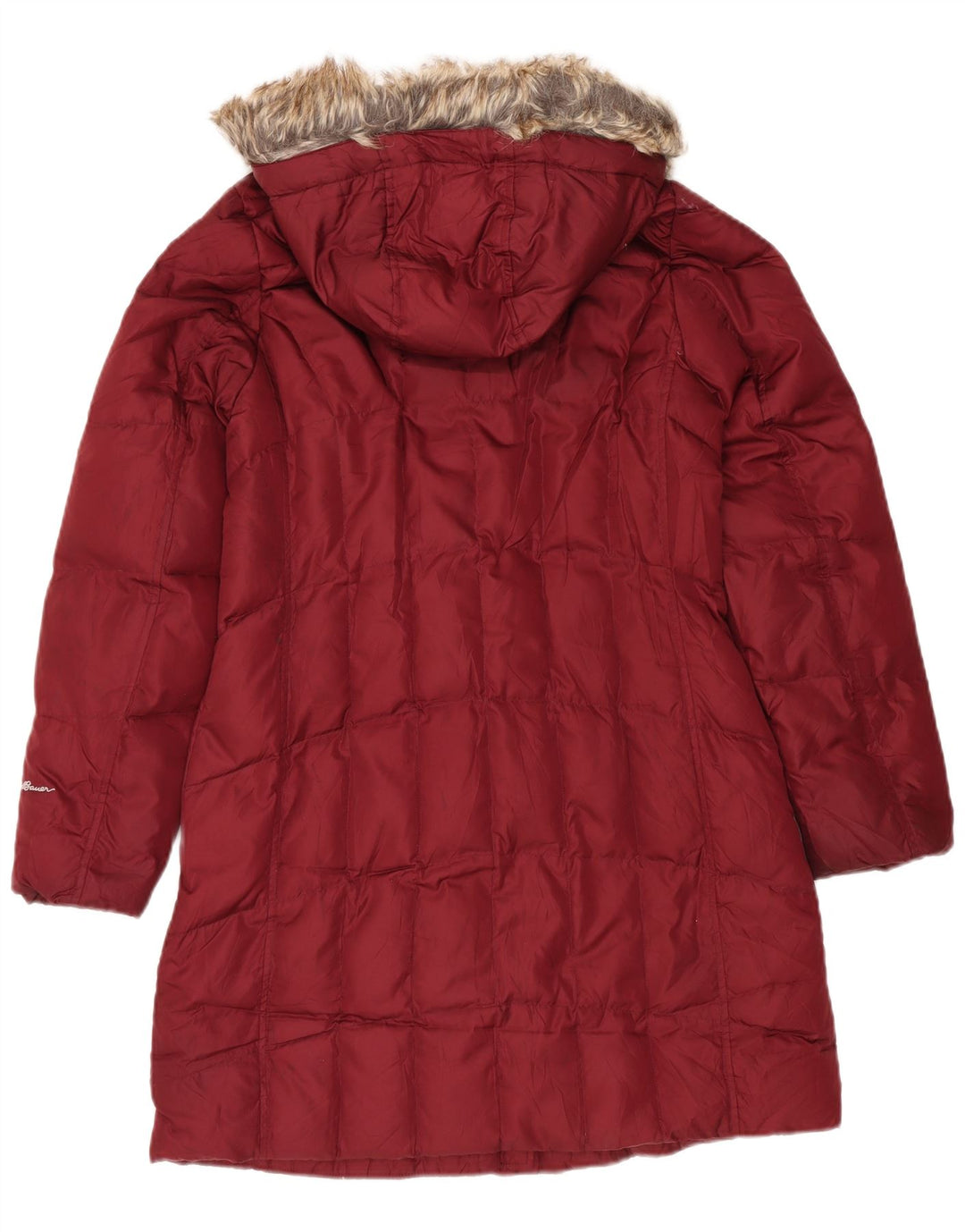 Eddie Bauer Wattierter Damenmantel mit Kapuze, UK 14, mittleres Burgunderrot, Polyester
