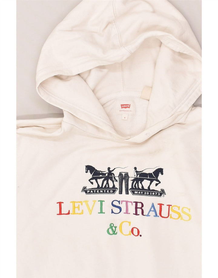 LEVI'S Mens Graphic Hoodie Jumper Small Off White Cotton | Vintage Levi's | Thrift | Second-Hand Levi's | Used Clothing | Messina Hembry 