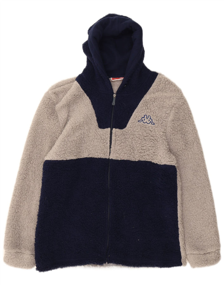 KAPPA Womens Hooded Fleece Jacket UK 16 Large Grey Colourblock Polyester