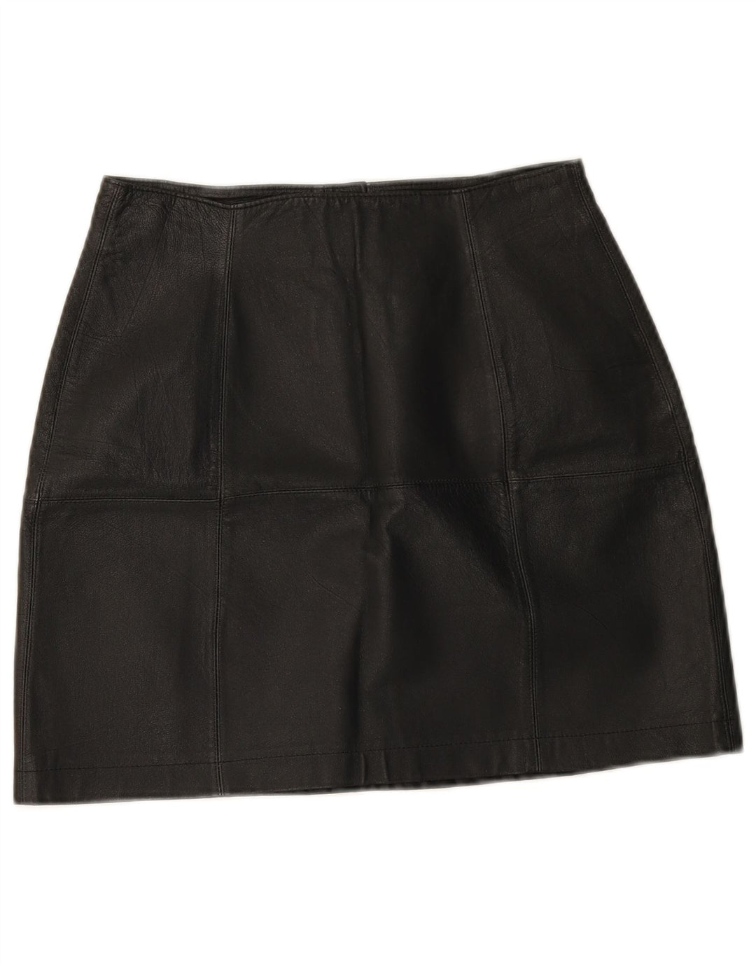 Vintage Damen Mini Lederrock W25 XS Schwarzes Leder