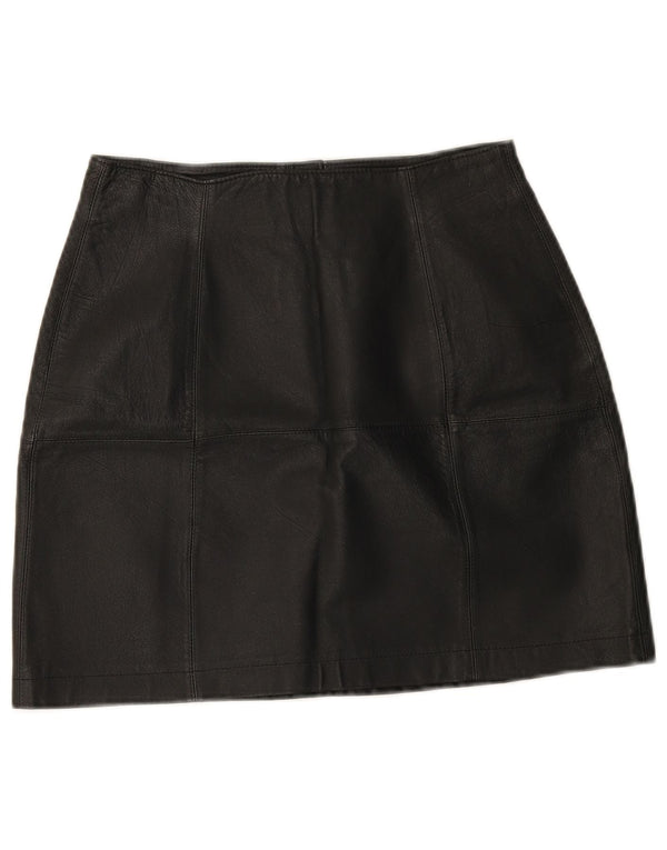 Vintage Damen Mini Lederrock W25 XS Schwarzes Leder