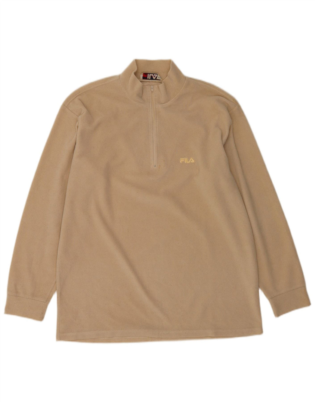 Fila Herren-Fleecepullover mit Reißverschluss am Hals, 2XL, Beige, Polyester