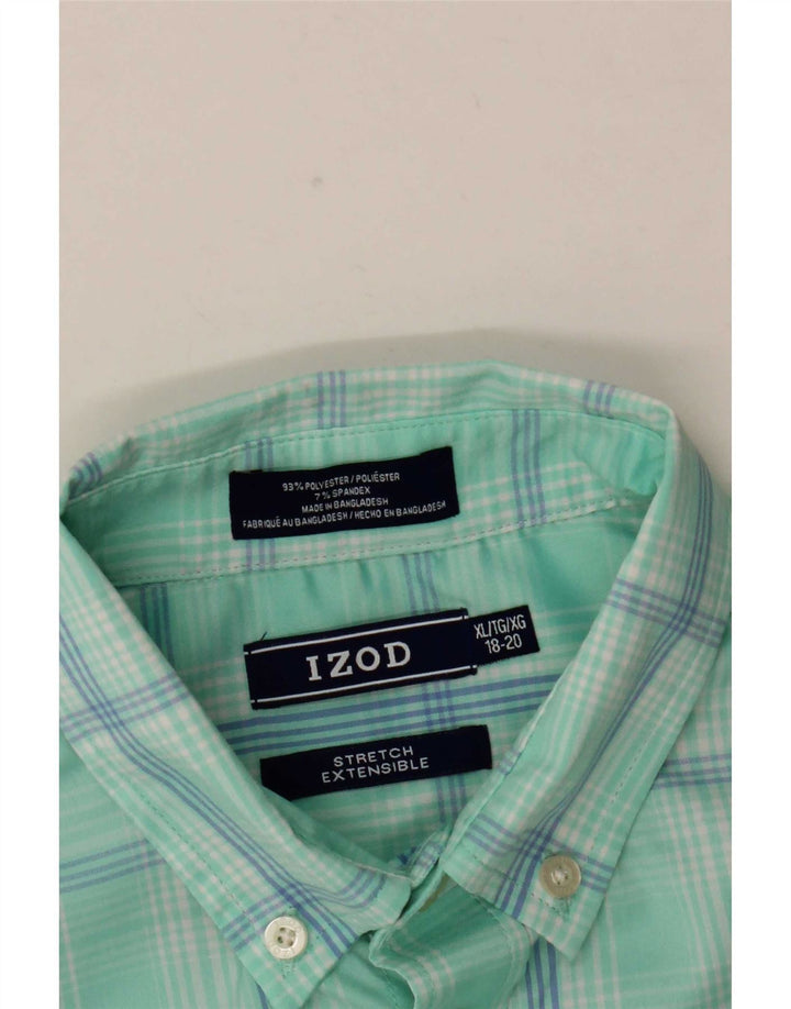 Izod Kurzarmhemd für Jungen, 15–16 Jahre, XL, türkisfarbenes Karomuster, Polyester