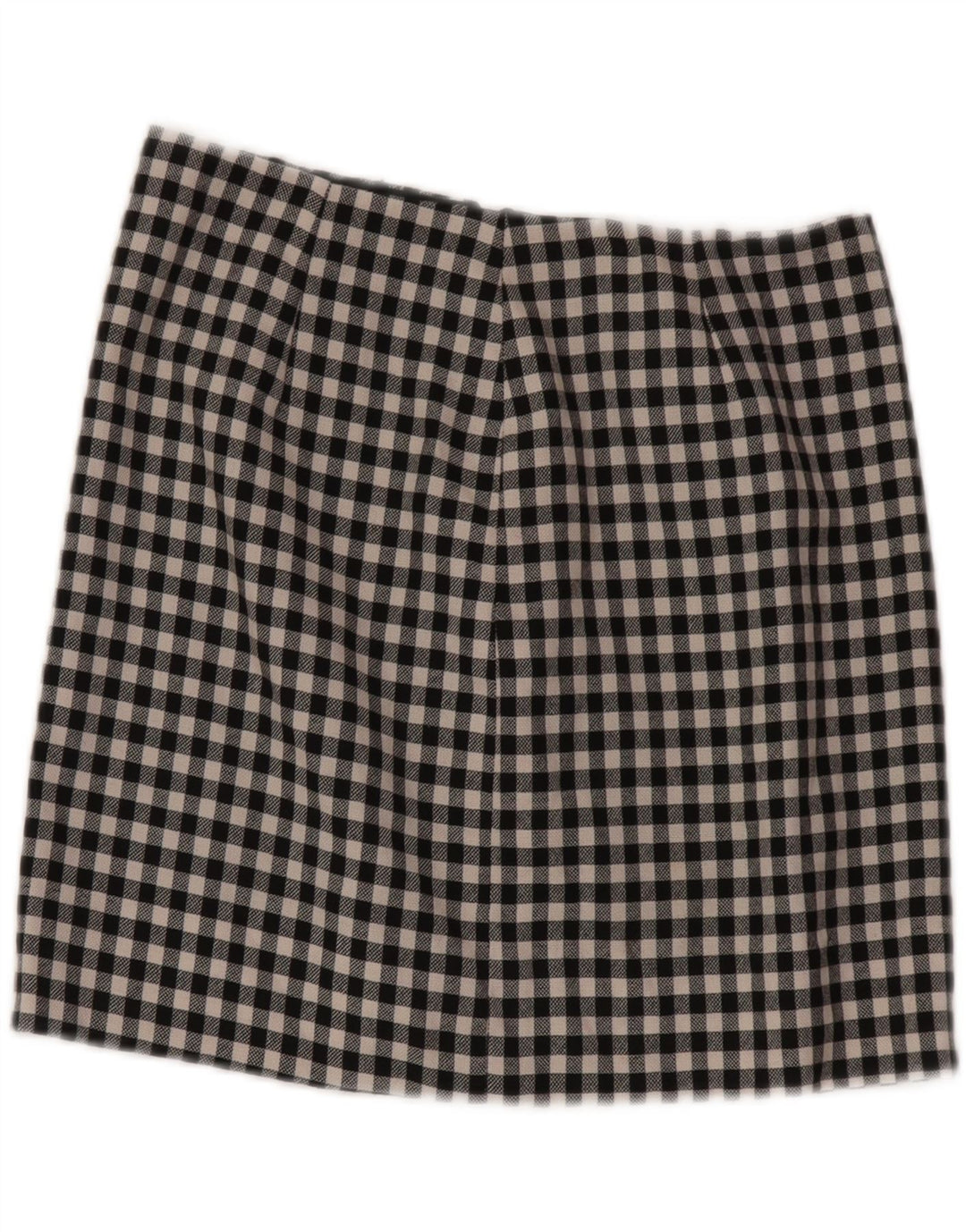 Moschino Damen Minirock UK 10 Small W28 Schwarze Gingham-Schurwolle