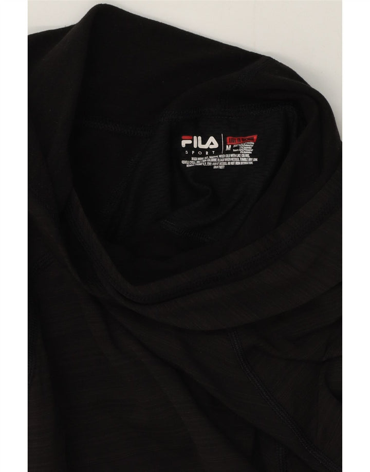 Fila Damen-Kapuzenoberteil, langärmlig, UK 12, mittelschwarz, Nadelstreifen-Polyester