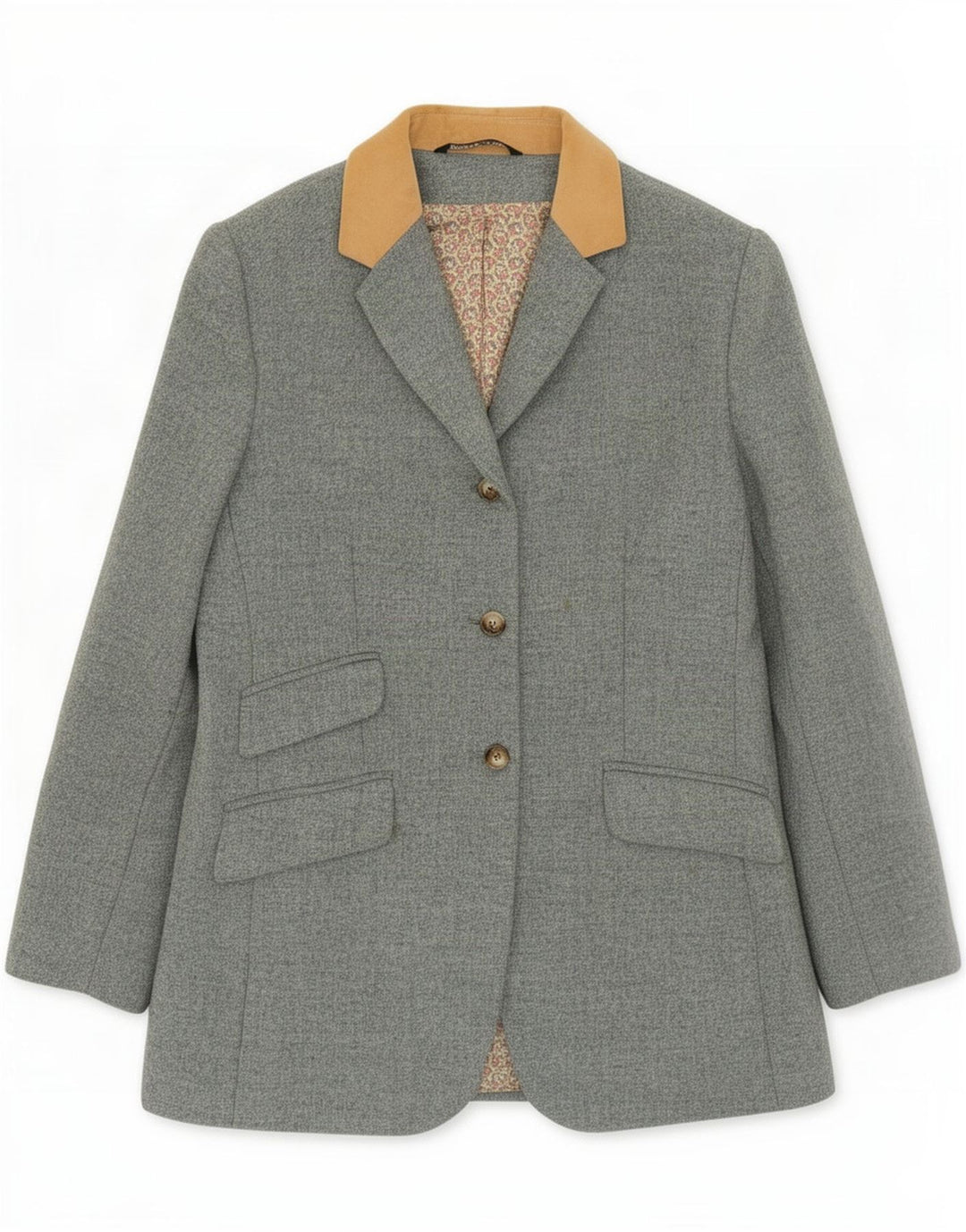 Laura Ashley Damen-Blazerjacke mit 3 Knöpfen, Gr. 16, großes blaues Fischgrätenmuster