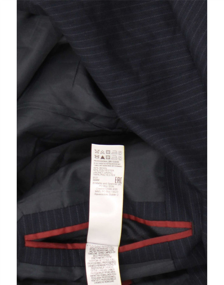 Marks & Spencer Herren Kurzblazer Jacke UK 46 3XL Marineblau Nadelstreifen