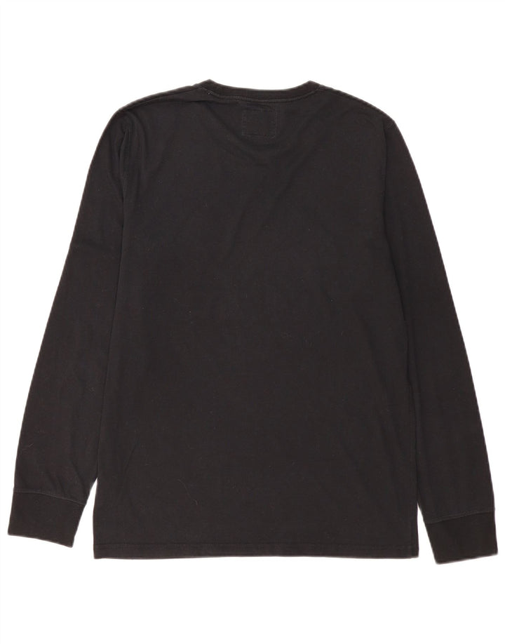 Abercrombie & Fitch Herren-Oberteil mit Grafik, langärmlig, klein, aus schwarzer Baumwolle