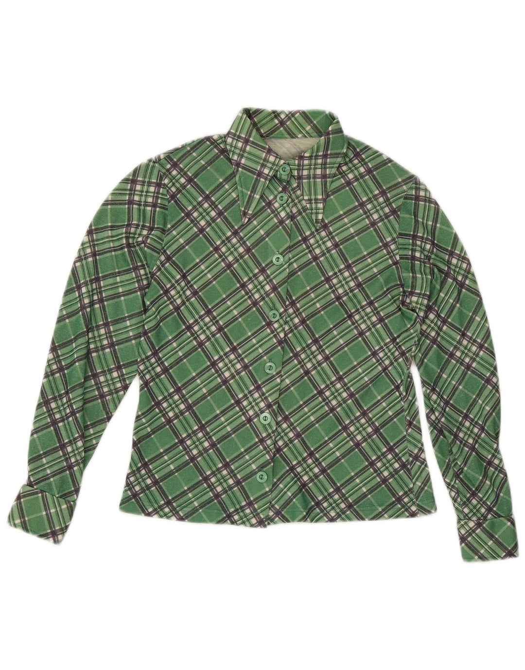 Vintage Damen Hemd UK 12 Mittelgrün kariert