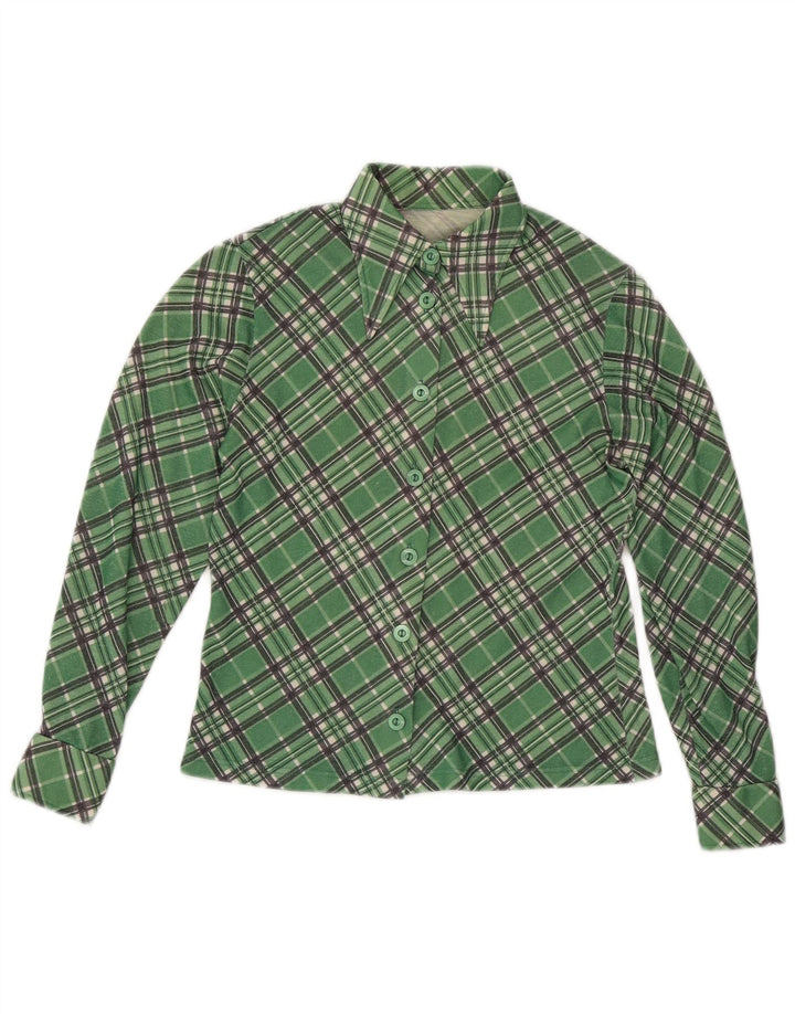 Vintage Damen Hemd UK 12 Mittelgrün kariert