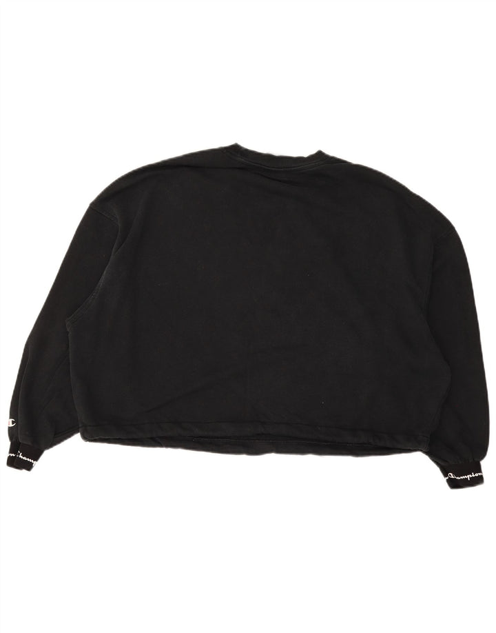 Champion Womens Graphic Oversized Sweatshirt Pullover UK 10 Small Schwarz