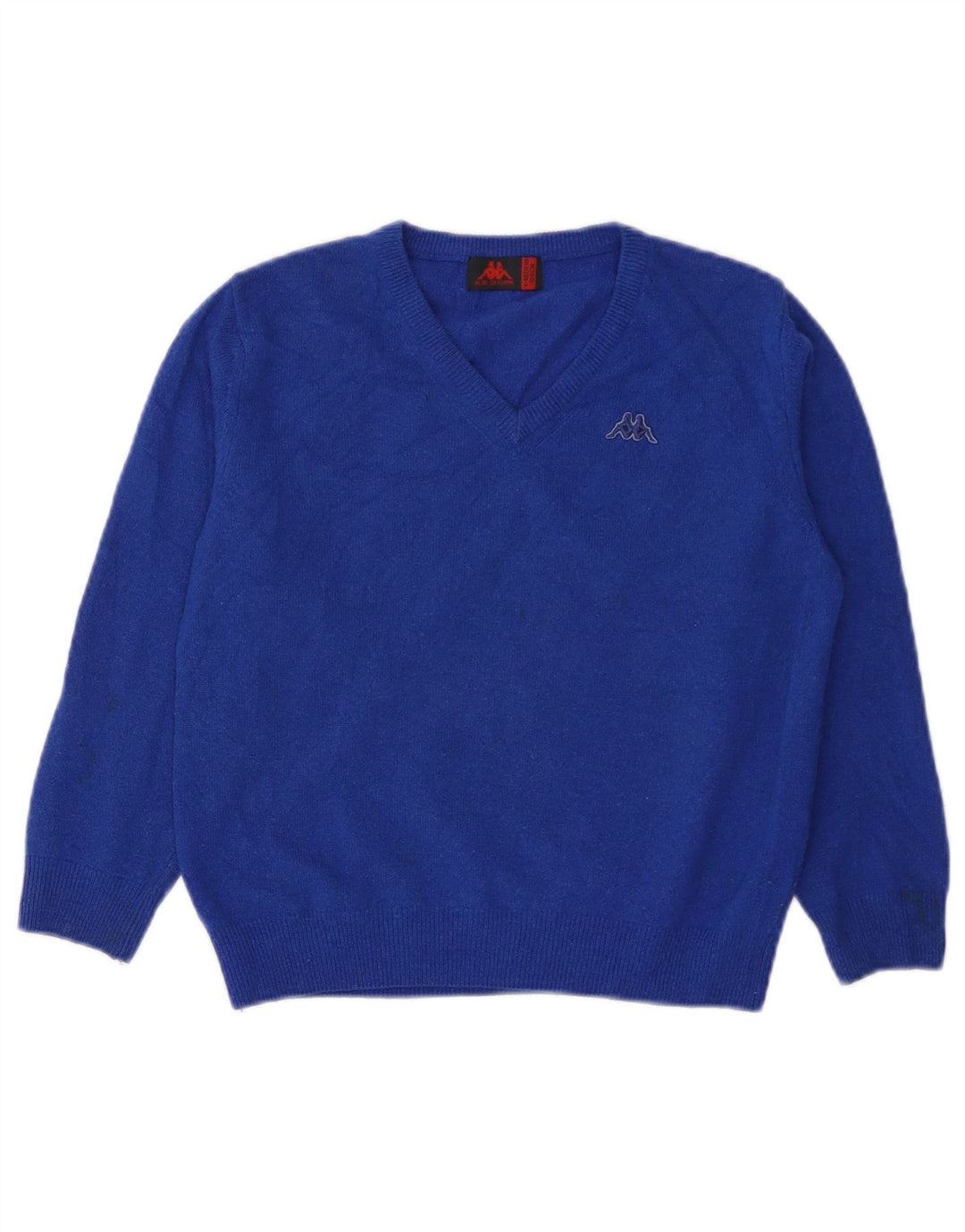 Kappa Jungen-Pullover mit V-Ausschnitt, 7–8 Jahre, mittelblaue Lammwolle
