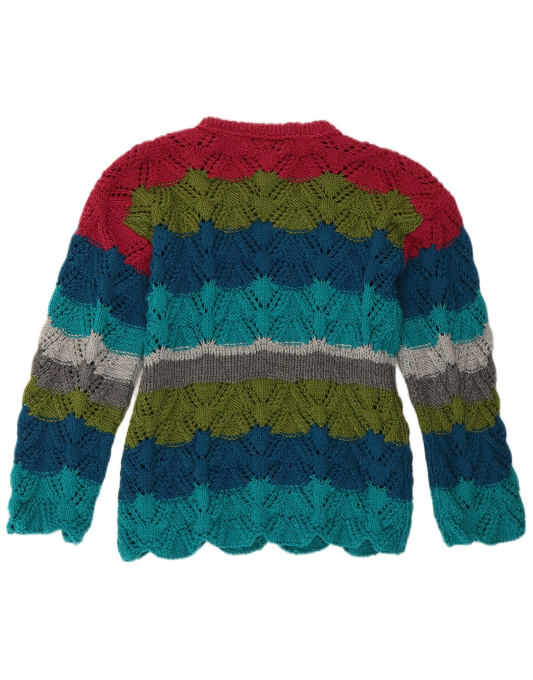 Vintage Damen Rundhalspullover Pullover UK 14 Medium Mehrfarbig gestreift