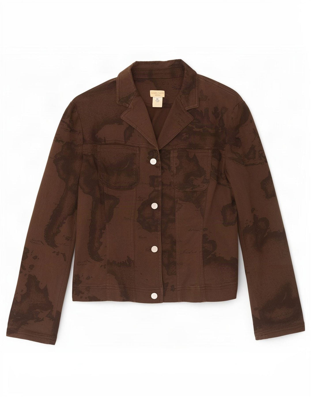 ALVIERO MARTINI Damen Grafik-Jeansjacke IT 48 Große braune Baumwolle